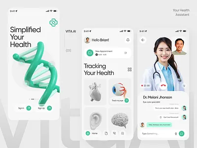 Vita.AI – Medical Assistant App ai ai app ai app design ai assistant ai health app ai healthcare app app design doctor app health health app healthcare hospital medical medical app medical care mobile app modern app ui ux