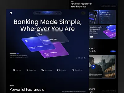 Digital Banking Landing Page abstract bank card banking banking app banking homepage clean credit card design finance app fintech gradient homepage landing page minimalist online banking ui ui design uiux web design website design