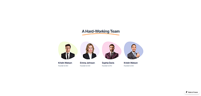 Framer Team Showcase for AI Startups – Free Component ai platform design clean web design framer ui kit role highlight ui startup landing page team intro design team profile section