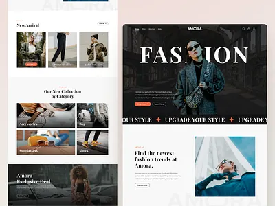 Amora - Fashion Ecommerce Landing Page Kit app buy clean commerce design e commerce fashion framer marketplace minimal models responsive sell shirt street wear template ui ux website