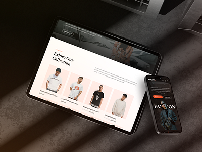 Amora - Fashion E-commerce Landing Page Kit in Mockup apparel business clean clothing e commerce fashion landing page marketplace minimal mockup mode online online shop responsive shopping ui design ux design web design web template website