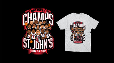 St. John's 24-25 Big East Champs apparel basketball black branding college graphic design illustration logo red sports t shirt team typography white