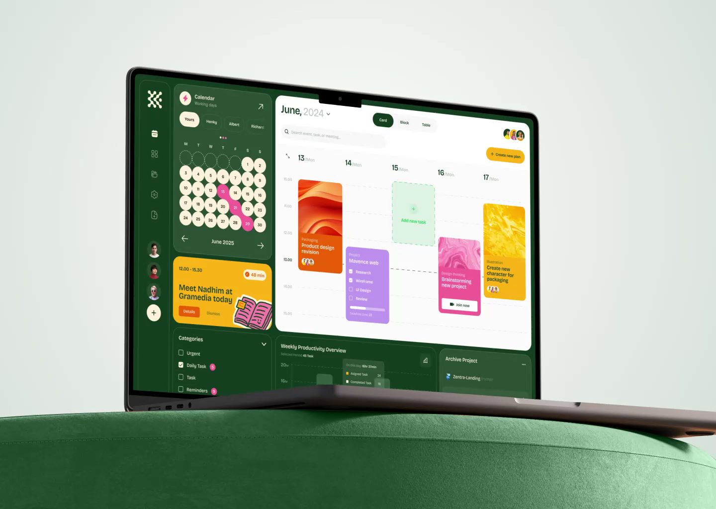 Example of Neura : AI Powered Planning - Planner Dashboard