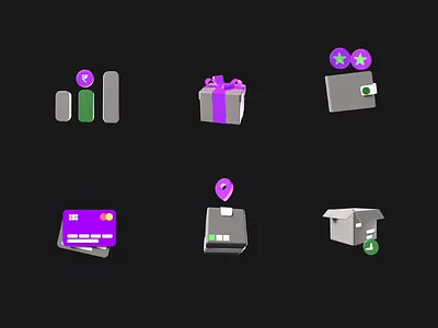 3d Shopping and Payment Animated icons 3d 3dicons animation delivery box gift icons illustration illustration ux ui payment ui vector walllet