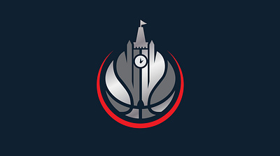 Capital Sports Institute basketball blue branding building capital circle clock flag graphic design grey icon illustration logo navy red silver sports