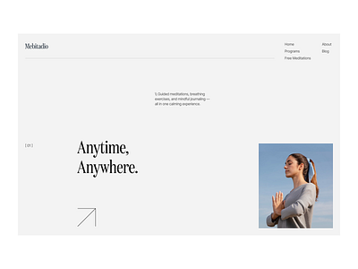 Mebitadio — A Mindfulness & Wellness Platform UI calmness design fitness health meditation ui mindfullnes minimalist professional website trending ui uiux ux website design wellness