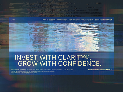 CLARITY® INVEST blue clarity concept design figma fin tech finance fintech graphic design inverstment invest minimalistic swiss typography ui web web design website
