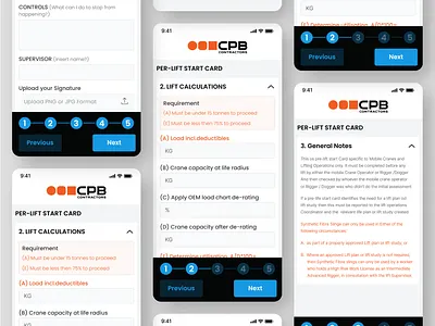 CPB - Per-Lift Start Card Mobile App UI/UX" or "Industrial Check app design b2b b2b app best app for construction clean design construction app design construction tech constructiontech construction data entry industrial app management app design mobail app mobile app for construction mobile ui modern ui process flow productdesign uiux userexperience workflow