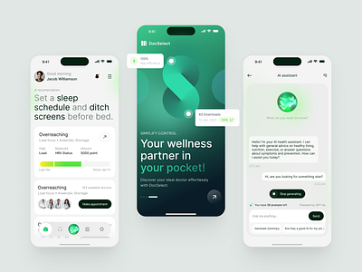 UI/UX, Mobile for Digital Health & AI Wellness Assistance app app design application application design design graphic design interface ios app ios app design mobile mobile app mobile app design product saas service startup ui uiux ux web