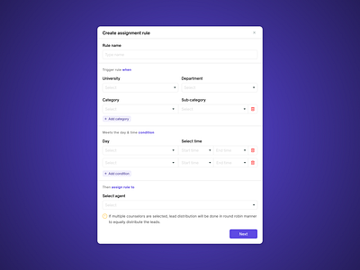 Rule Builder UI — Assignment Automation ux for efficiency