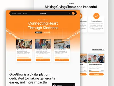 Donation & Charity Modern Landing Page charity charity wate clean design green homepage inspiration landing page layout modern people product simple ui ux water web web design website