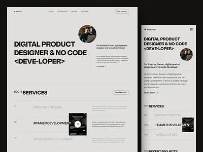 Personal Portfolio Website creative design designer portfolio developer portfolio home page landing page mobile responsive modern design personal portfolio portfolio responsive design typography ufinity studio ui uiux design