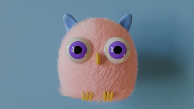 ✨ Fluffy Bird – 3D Plush Character Study 3d bird blender cyclees