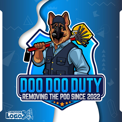 Doo Doo Duty German Shepherd Mascot Branding for Pet Waste Remov brandidentity branding cartoonlogo characterdesign customlogo fullbranding graphic design logo logodesign logoprocess mascotdesign mascotlogo petbranding petservicebrand realisticillustration serviceindustrydesign smallbusinessbranding vectorillustration visualidentity webdesign