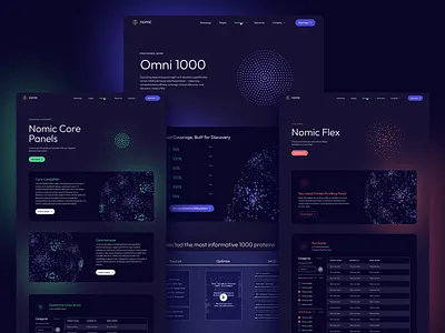 Nomic Bio - Website Launch blue bright clean cool dark darkmode design fluo graphic design green medical protein red science scientific tech ui web webdesign website