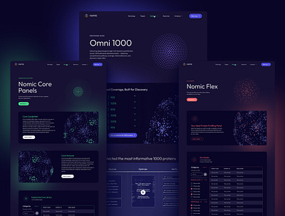 Nomic Bio - Website Launch blue bright clean cool dark darkmode design fluo graphic design green medical protein red science scientific tech ui web webdesign website