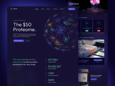 Nomic Bio - Website Launch blue bright clean cool dark darkmode design fluo graphic design green medical protein red science scientific tech ui web webdesign website