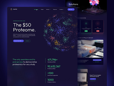 Nomic Bio - Website Launch blue bright clean cool dark darkmode design fluo graphic design green medical protein red science scientific tech ui web webdesign website