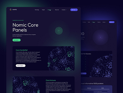 Nomic Bio - Website Launch blue branding bright clean cool dark darkmode design fluo graphic design medical protein science scientific tech ui web webdesign website