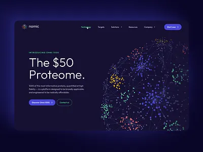 Nomic Bio - Website l blue bright clean cool dark darkmode design fluo graphic design green medical protein red science scientific tech ui web webdesign website