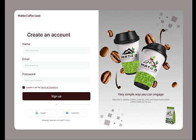 Sign up for coffee shop branding design graphic design logo mobile app design ui ux web web design