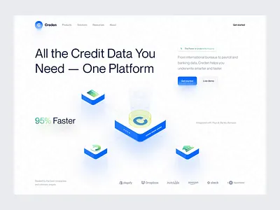 Creden - Hero Section animation b2b bank banking clean dipa inhouse finance fintech hero section landing page minimal saas startup ui ui design uiux ux wealth web design website