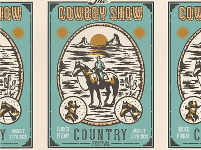 “The Cowboy Show” branding cowboy cowgir graphic design illustration logo vintage western wildwest