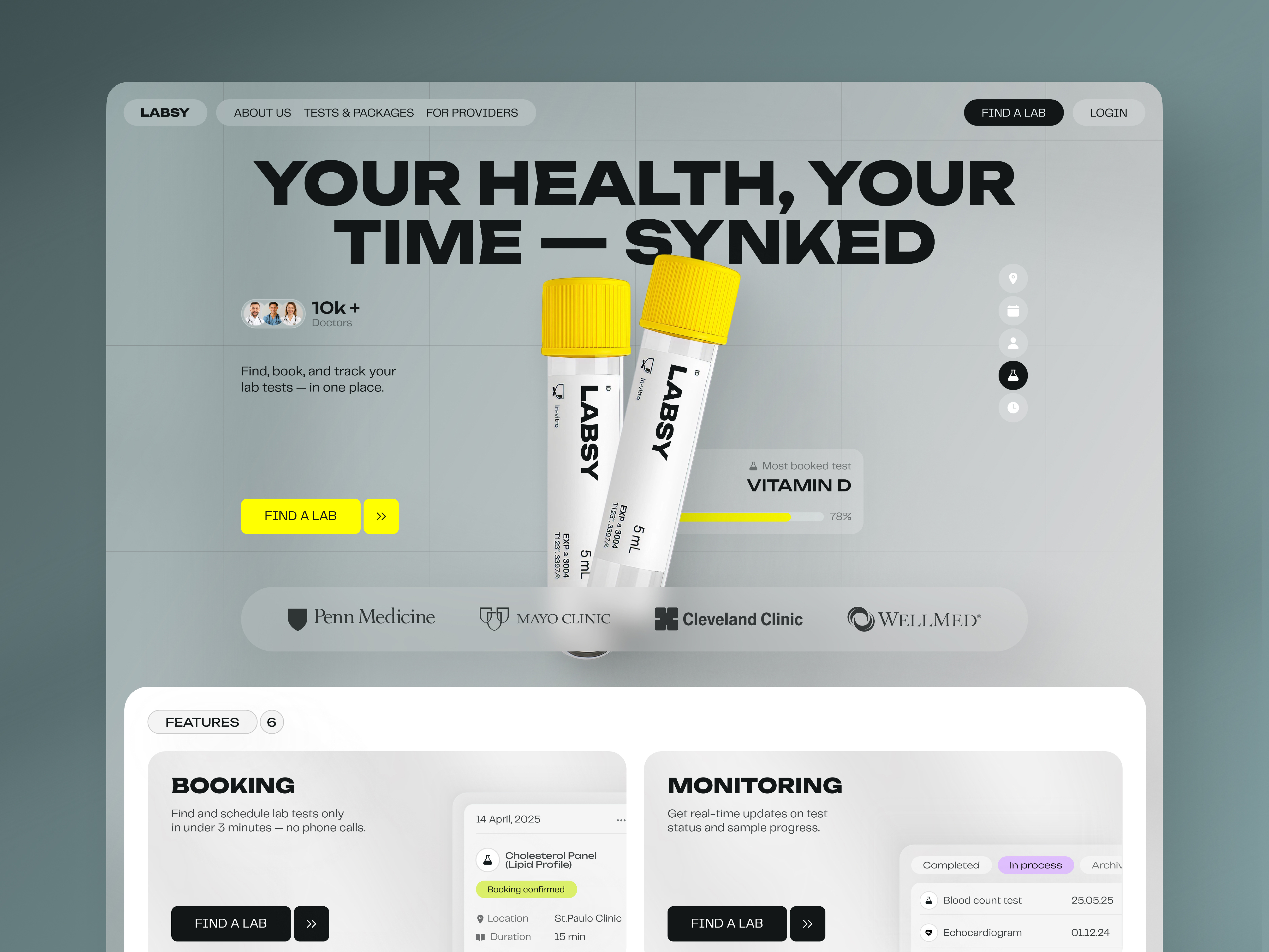 Website for Medical SaaS Platform - Labsy 3d b2b bento cards branding colors components dashboard helthcare hero design medical app minimalui product design saas software typography ui usercentereddesign ux webapp website