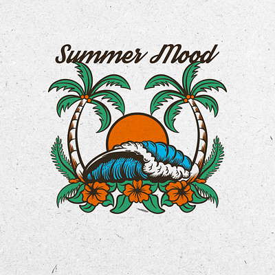 Summer Mood beach design graphic design illustration logo retro summer tshirt vintage wave
