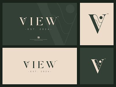 View Logo Design brand green letter v letters logo luxury sun typo typography v view