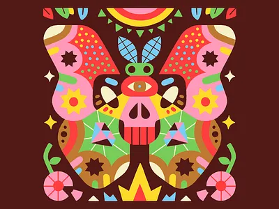 Midnight Moth butterfly character death flat freelance illustration insect moth nature skull vector