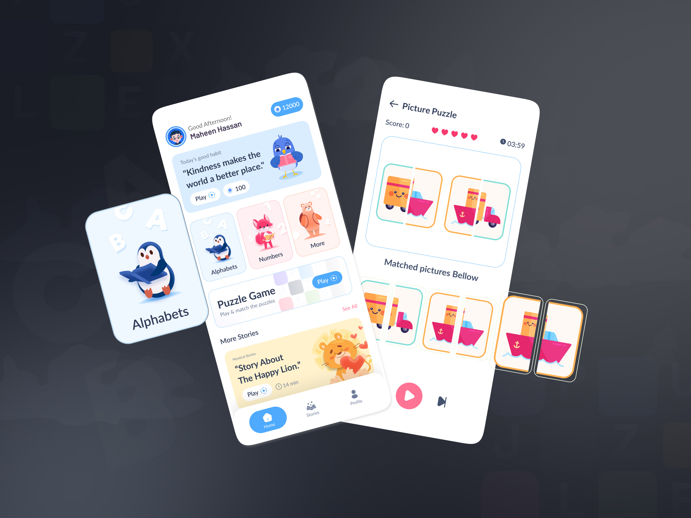 Kidzz Learn - UI For Kids Joyful Education best app design child learning app children class education app edutech kids kids illustration kids learning app learn learning app lesson lesson app mobile ui modern ui netro netrosystems software agency uidesign uiux