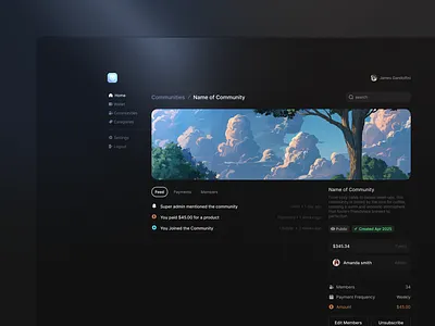 Pantera Community ai app clean dark dark mode design details interface minimal modal modern navigation overlay product saas settings sidebar ui ux web