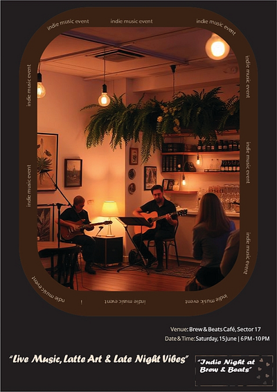 🎶 "Indie Night at Brew & Beats" — Poster Concept branding design graphic design poster promotion