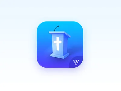 Sermon App v1 3d app app icon app store blue icon iphone lectern pulpit sermon