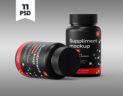 SUPPLIMENT BOTTLE MOCKUP 3d bottle brand branding graphic design logo medicine mockup packaging supplement template ui ux