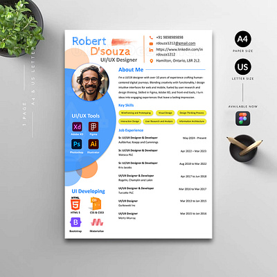 Modern UI/UX Designer Resume 3d branding graphic design logo resume ui