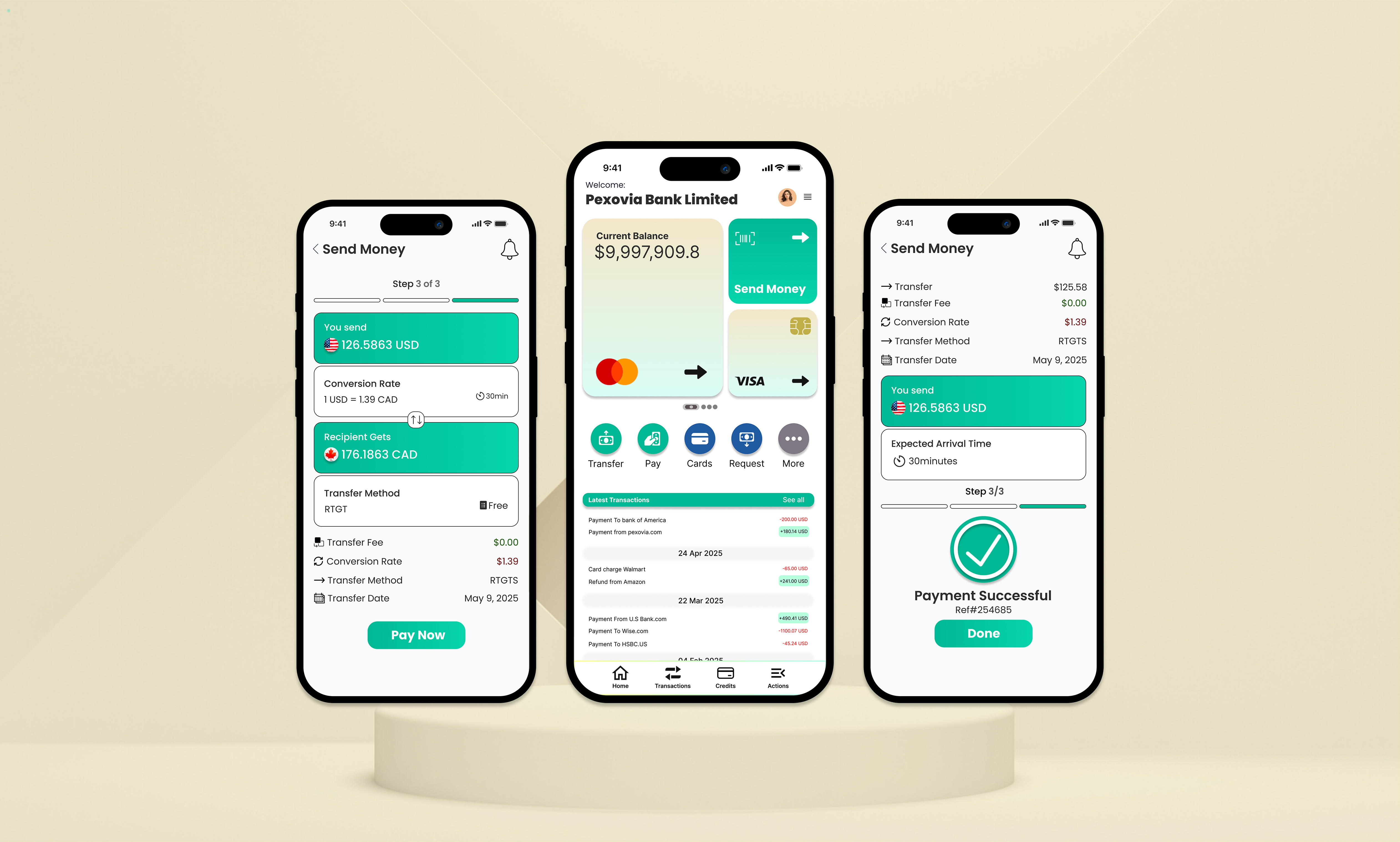 Example of Modern Online Banking App UI Pexovia