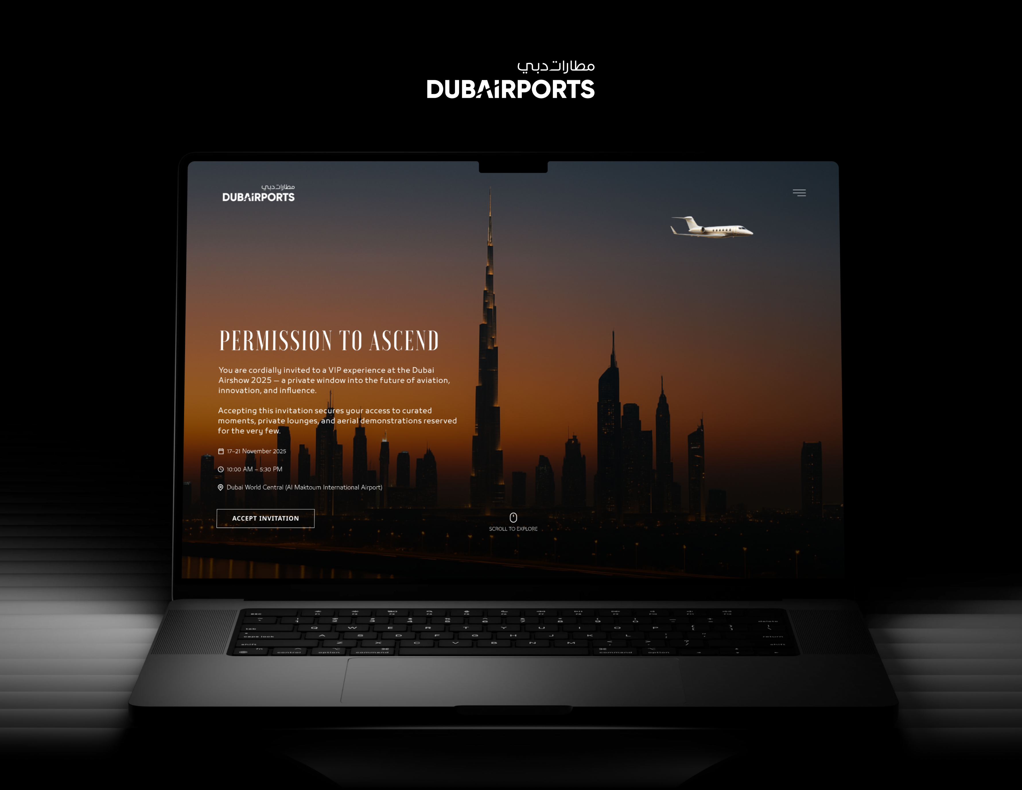 DXB Airshow 2025 - Digital Invitation airport digital dxb exclusive figma invitation luxury premium ui ux