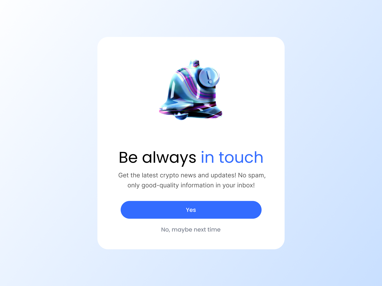 Newsletter popup | Crypto exchange platform 3d banking dashboard crypto crypto wallet dashboard financial investment app newslatter popup startup stats trading ui widget
