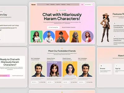 AI Chat Website - UI/UX Design 3d 3d avtar website design ai chat landing page client testiminal creative cta section creative hero section creative landing page features footer design gradient design gradient website graphic design how to work section meet our team section motion graphics treading design ui website design