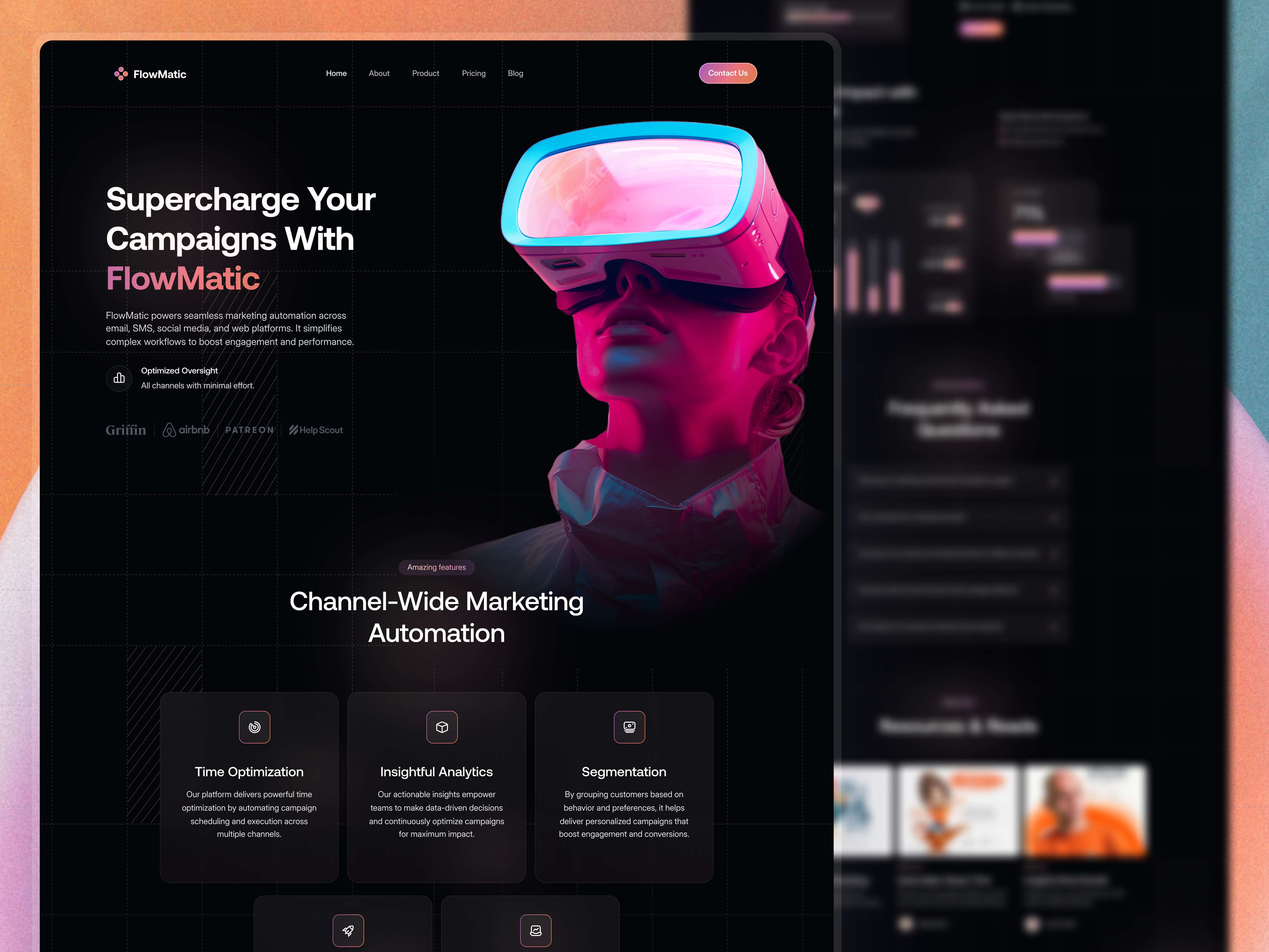 Marketing Automation Website automation campaign marketing clean ui creative marketing crm dark landing page dark website futuristic marketing landing page marketing web marketing website saas saas landing page saas ui sales website