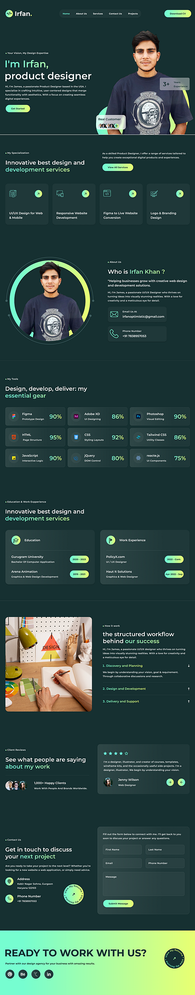 Personal Portfolio – Landing Page Design landing page personal portfolio portfolio ui ux