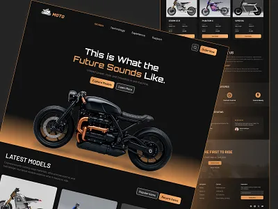 MOTO Electric Bike Landing Page UI 3d app bike bike landing page branding case study dailyui dark mode ui dark ui design futuristic design illustration landing page motorcycle website ui ui ux design uiux ux web design