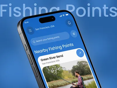 Fishing Points - Fishing Mobile App app design catch log app design fishing app fishing points app fishing tracker gps app mobile app nature app product design ui uiux uiux design weather app
