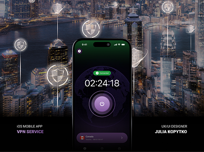 VPN Service – iOS Mobile App – UI/UX Design design figma ios iosapp juliakopytko mobileapp ui ui design uiux uiux design ux ux design uxui uxui design vpn vpnserivce