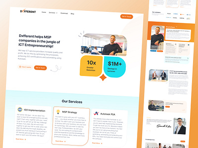 Empowering ICT Growth with Design That Converts audit auto task b2b design development itc landing page msp qala retentionbooster saas services softwares ui ux web design website