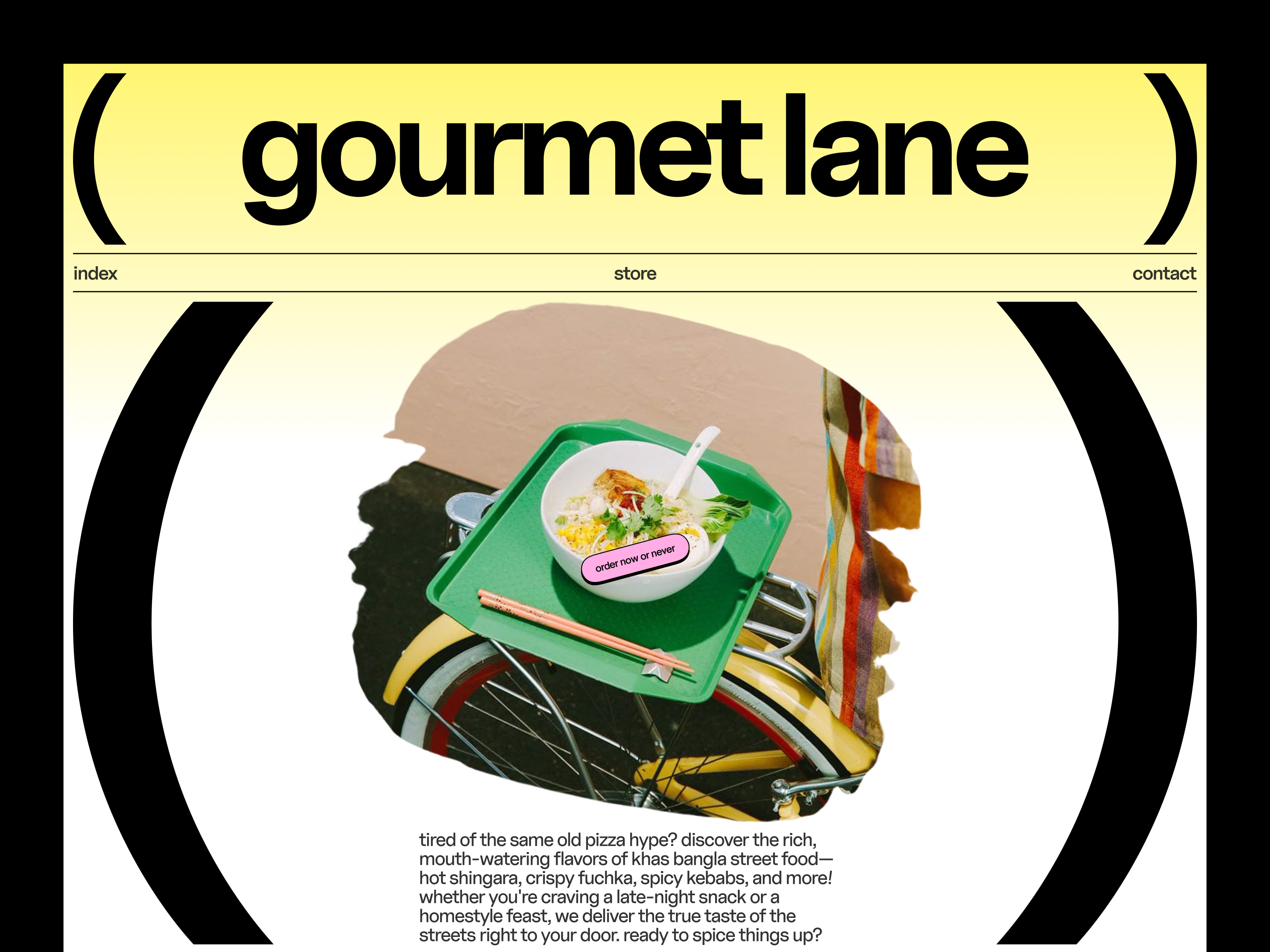 Gourmet Lane - UI/UX Design for Street Food Restaurant Website fast food website figma design food delivery ui food landing page food ui food website gourmet food landing page design menu design modern website online food order product design responsive design restaurant ui restaurant website street food takeaway website uiux design waxyweb web design