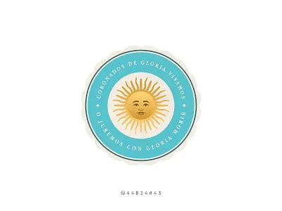 44B24#43 1810 argentina badge face illustration logo mayo national sticker sun vintage