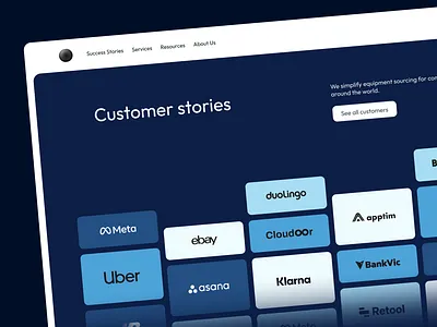 Customer Stories Testimonials Page Website blue case studies clean design clients comments customer feedback landing page logos ratings review reviews social proof success stories testimonial testimonials web design webdesign website work